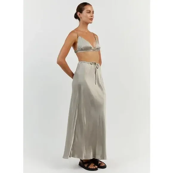 $70 NWT DISSH Bobby Pewter Silver Satin Bralette - 6 - Picture 3 of 9